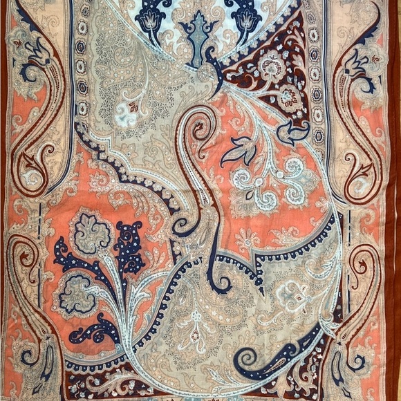 VTG Lancetti Paisley Print Scarf Multicolor Wool Shawl Head Wrap Size 66”x20” - Picture 11 of 11